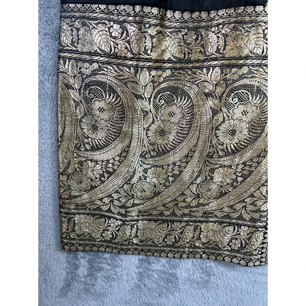 Vintage 60s Cocktail Sheath Dress Size 10 Black Gold Silk Brocade Handmade* - Picture 9 of 12